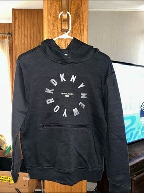 DKNY Black Circle Logo Pullover Hoodie